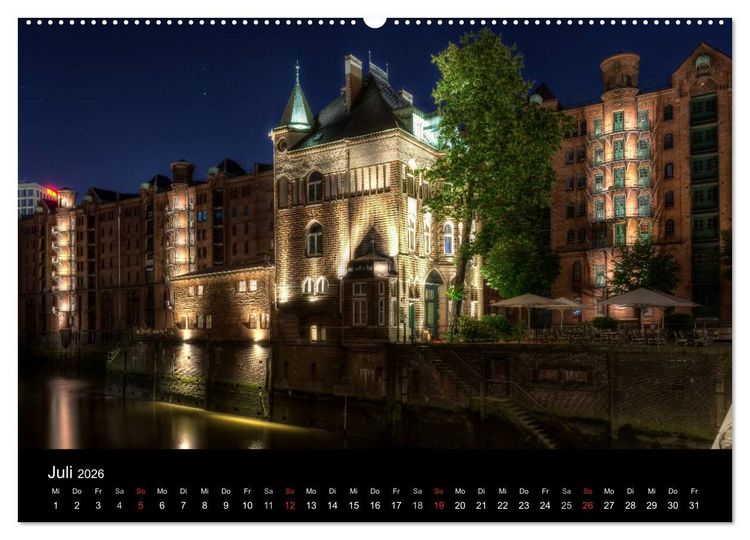 Produktbild: Hamburg - Lichter der Nacht (Wandkalender 2026 DIN A2 quer), CALVENDO Monatskalender