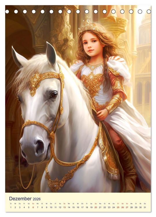 Produktbild: Kinder-Fantasy. Edle Burgfr&auml;ulein und Ritter im Mittelalter (Tischkalender 2026 DIN A5 hoch), CALVENDO Monatskalender