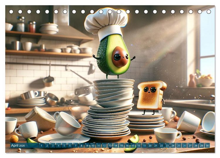 Produktbild: Avocado & Toast - K&uuml;chensp&auml;&szlig;e das ganze Jahr (Tischkalender 2026 DIN A5 quer), CALVENDO Monatskalender