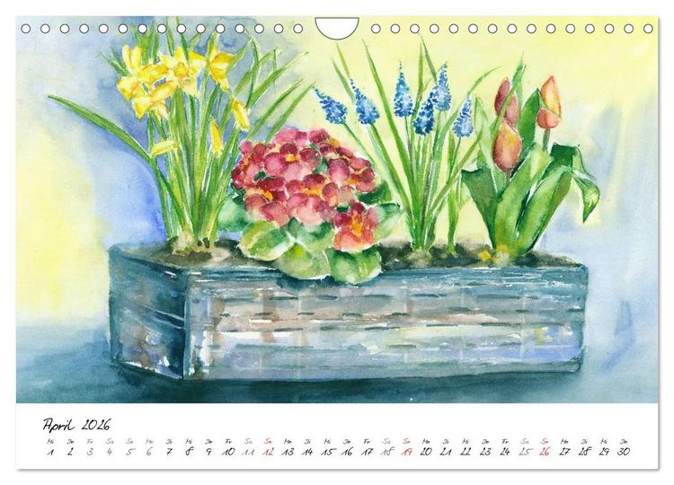 Produktbild: Blumen Bl&uuml;ten Aquarelle (Wandkalender 2026 DIN A4 quer), CALVENDO Monatskalender