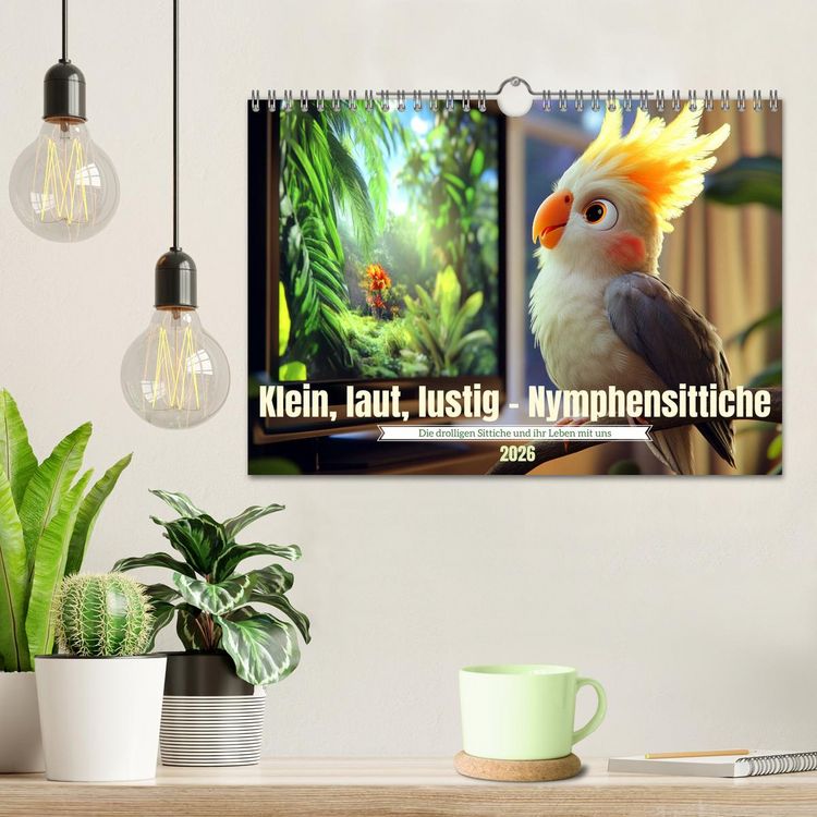 Produktbild: Klein, laut, lustig - Nymphensittiche (Wandkalender 2026 DIN A4 quer), CALVENDO Monatskalender