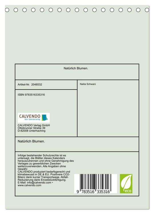 Produktbild: Nat&uuml;rlich Blumen. (Tischkalender 2026 DIN A5 hoch), CALVENDO Monatskalender