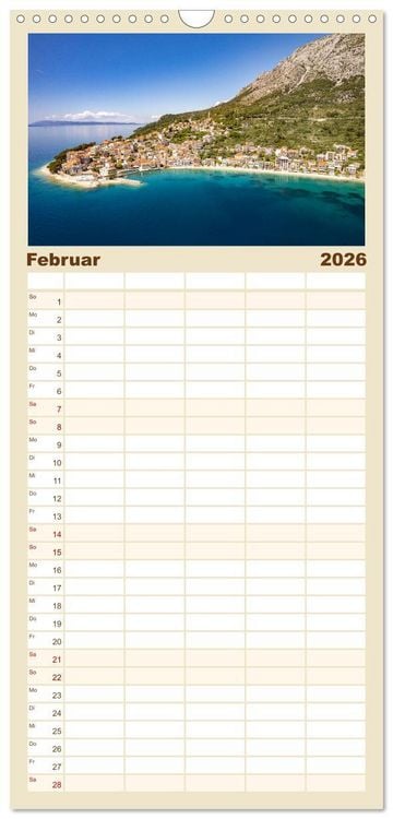 Produktbild: Familienplaner 2026 - Kroatien von oben mit 5 Spalten (Wandkalender, 21 x 45 cm) CALVENDO