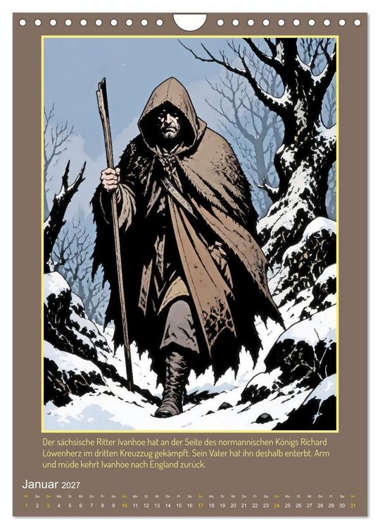 Produktbild: Ritter Ivanhoe, Ehre und Schatten (Wandkalender 2027 DIN A4 hoch), CALVENDO Monatskalender