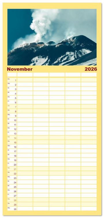 Produktbild: Familienplaner 2026 - &Auml;tna - Europas h&ouml;chster Vulkan mit 5 Spalten (Wandkalender, 21 x 45 cm) CALVENDO