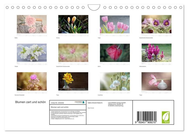 Produktbild: Blumen zart und sch&ouml;n (Wandkalender 2026 DIN A4 quer), CALVENDO Monatskalender