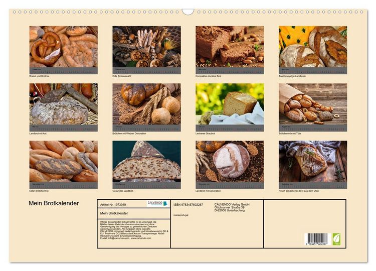 Produktbild: Mein Brotkalender (Wandkalender 2026 DIN A2 quer), CALVENDO Monatskalender