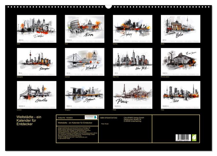 Produktbild: Weltst&auml;dte - ein Kalender f&uuml;r Entdecker (Wandkalender 2026 DIN A2 quer), CALVENDO Monatskalender
