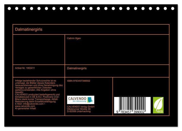 Produktbild: Dalmatinergirls (Tischkalender 2026 DIN A5 quer), CALVENDO Monatskalender