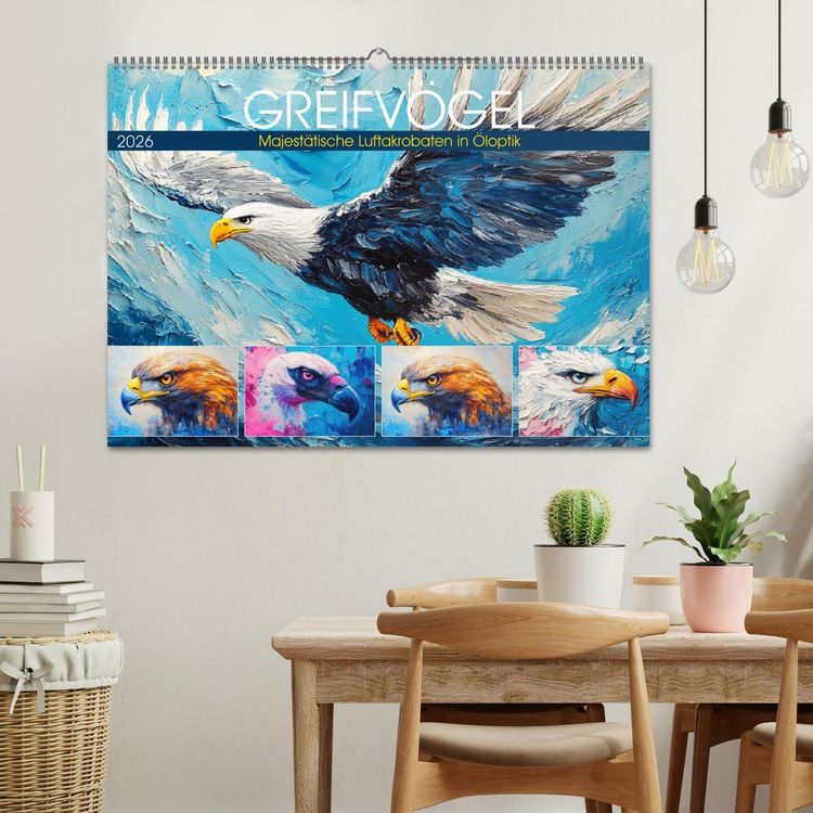 Produktbild: Greifv&ouml;gel. Majest&auml;tische Luftakrobaten in &Ouml;loptik (Wandkalender 2026 DIN A2 quer), CALVENDO Monatskalender