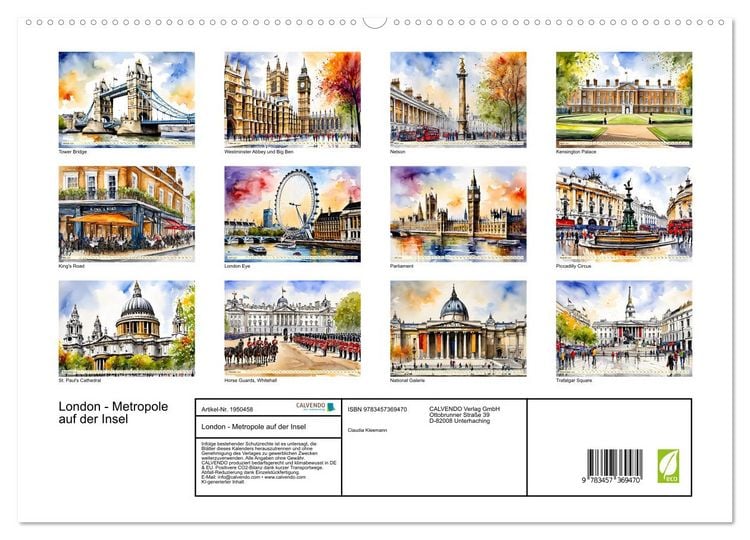 Produktbild: London - Metropole auf der Insel (hochwertiger Premium Wandkalender 2026 DIN A2 quer), Kunstdruck in Hochglanz