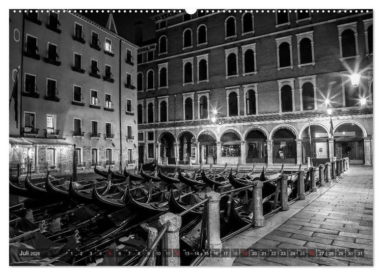 Produktbild: Leuchtendes Venedig &hellip;in monochrom (hochwertiger Premium Wandkalender 2026 DIN A2 quer), Kunstdruck in Hochglanz