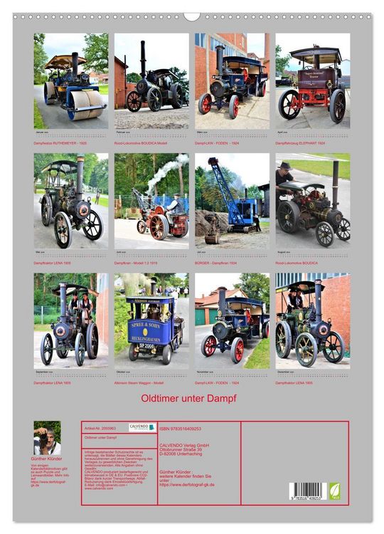 Produktbild: Oldtimer unter Dampf (Wandkalender 2026 DIN A2 hoch), CALVENDO Monatskalender