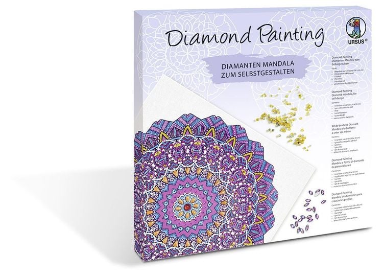 Bild vom Artikel URSUS ErwachsenenBastelsets Diamond Painting Diamanten Mandala, lila/pink/blau (Set 8) vom Autor 