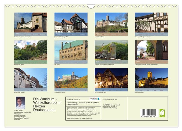 Produktbild: Die Wartburg - Weltkulturerbe im Herzen Deutschlands (Wandkalender 2026 DIN A3 quer), CALVENDO Monatskalender