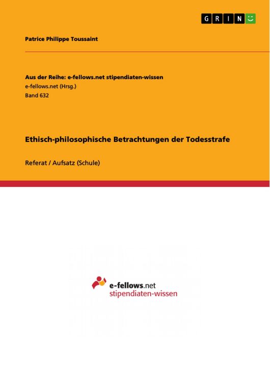 Produktbild: Ethisch-philosophische Betrachtungen der Todesstrafe