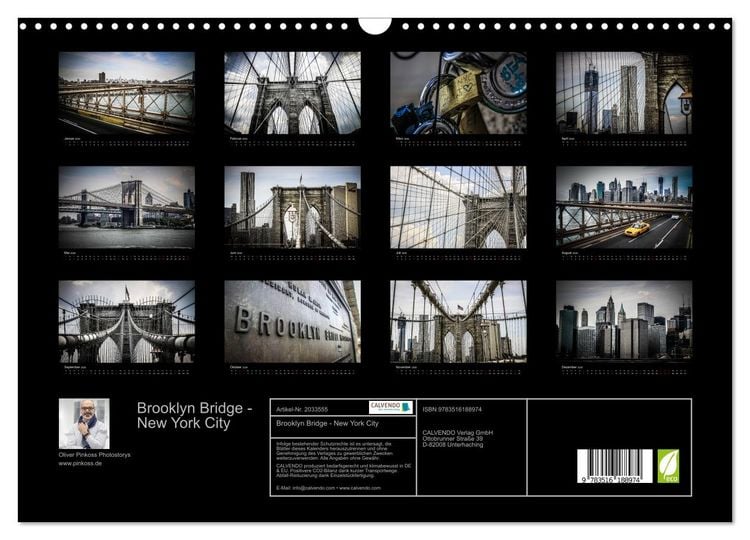 Produktbild: Brooklyn Bridge - New York City (Wandkalender 2026 DIN A3 quer), CALVENDO Monatskalender