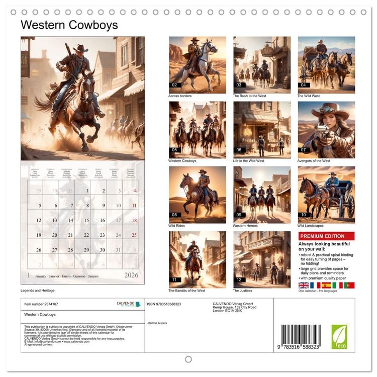 Produktbild: Western Cowboys (Wall Calendar 2026 12 &times; 12 Inch) CALVENDO 12 Month Wall Calendar