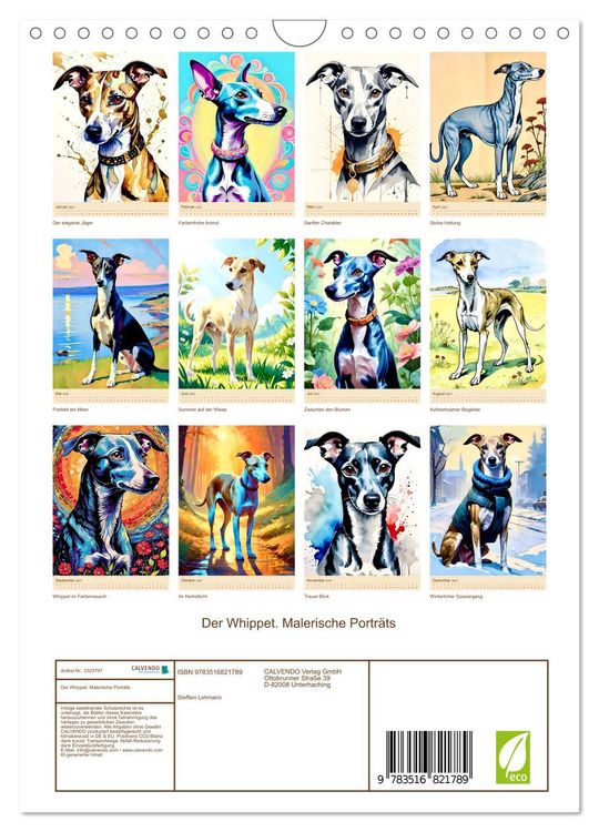 Produktbild: Der Whippet. Malerische Portr&auml;ts (Wandkalender 2027 DIN A4 hoch), CALVENDO Monatskalender
