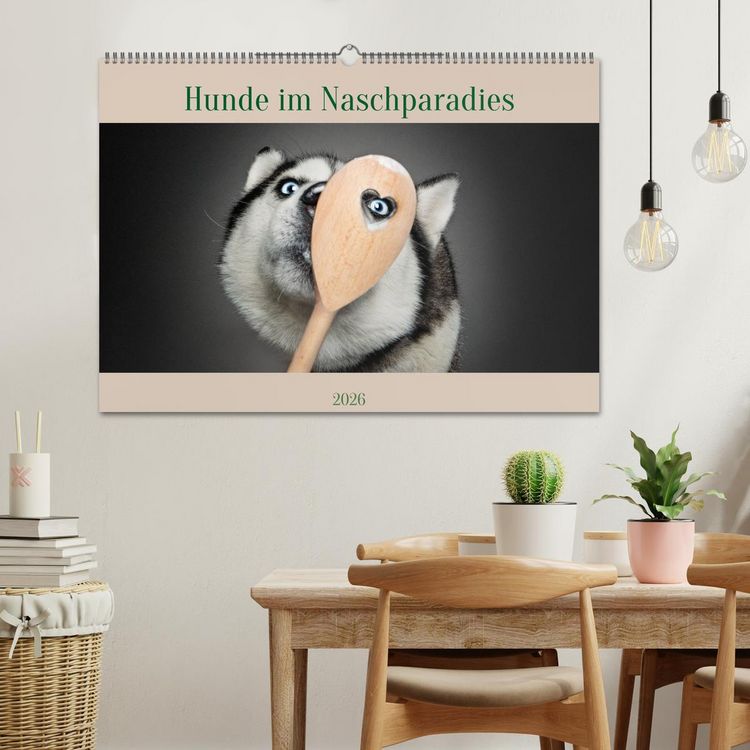 Produktbild: Hunde im Naschparadies (Wandkalender 2026 DIN A2 quer), CALVENDO Monatskalender