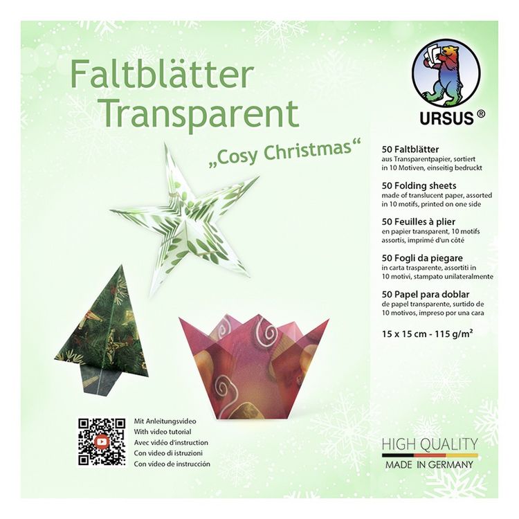 Produktbild: URSUS Faltbl&auml;tter Transparent Cosy Christmas, 15 x 15 cm, 50 Blatt