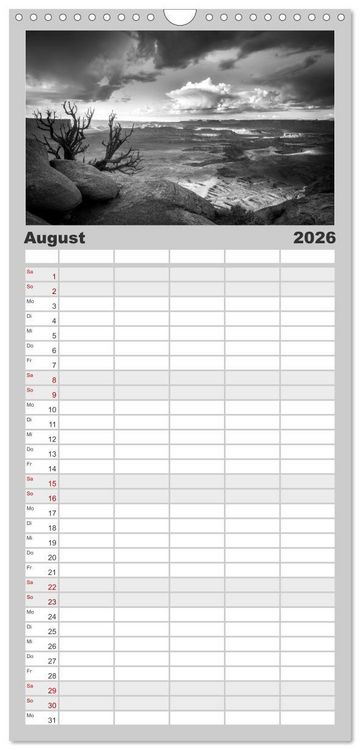 Produktbild: Familienplaner 2026 - Monochrome Wonders mit 5 Spalten (Wandkalender, 21 x 45 cm) CALVENDO