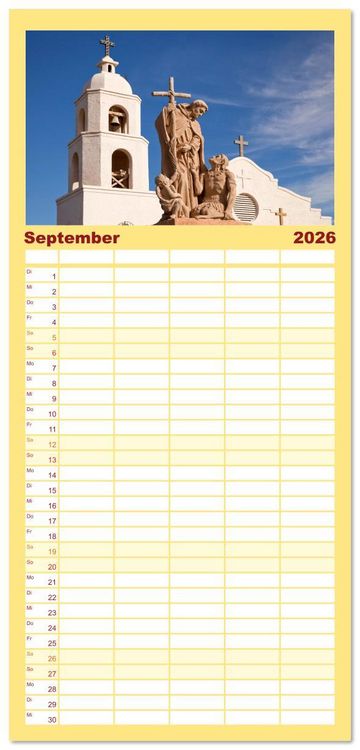 Produktbild: Familienplaner 2026 - USA - Der S&uuml;dwesten mit 5 Spalten (Wandkalender, 21 x 45 cm) CALVENDO
