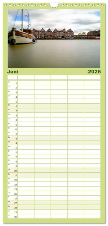 Produktbild: Familienplaner 2026 - Ein Blick auf Leer (Ostfriesland) mit 5 Spalten (Wandkalender, 21 x 45 cm) CALVENDO