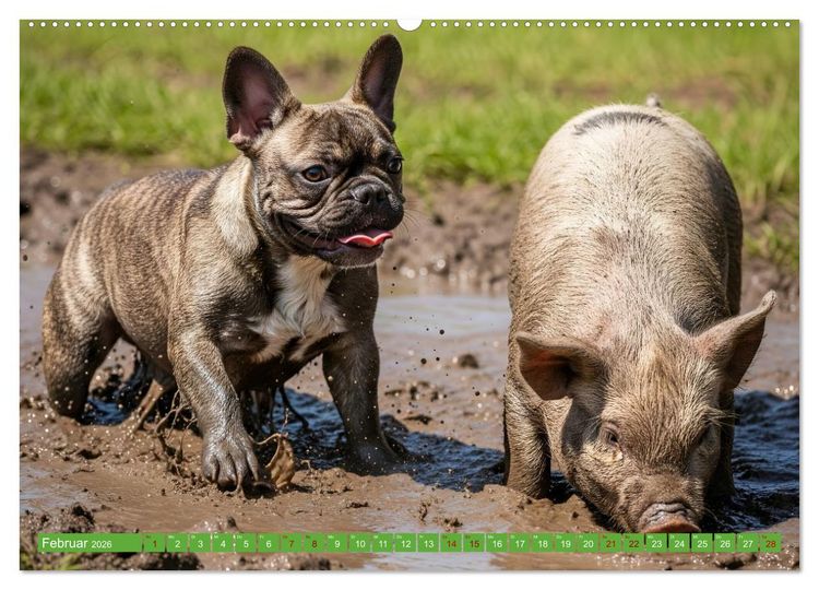 Produktbild: Muddi Buddies &ndash; Freundschaft im Matsch (hochwertiger Premium Wandkalender 2026 DIN A2 quer), Kunstdruck in Hochglanz