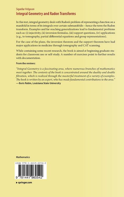 Produktbild: Integral Geometry and Radon Transforms