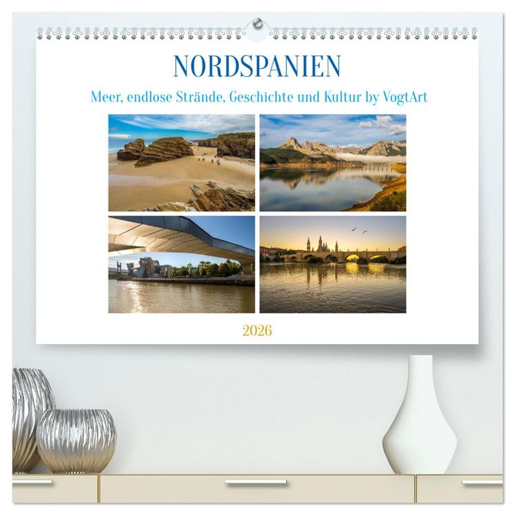 Produktbild: Nordspanien, Meer, endlose Str&auml;nde, Geschichte und Kultur by VogtArt (hochwertiger Premium Wandkalender 2026 DIN A2 quer), Kunstdruck in Hochglanz