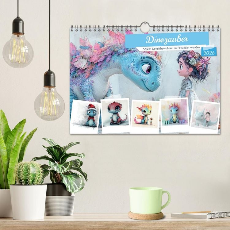 Produktbild: Dinozauber &ndash; Wenn Urzeitbewohner zu Freunden werden (Wandkalender 2026 DIN A4 quer), CALVENDO Monatskalender