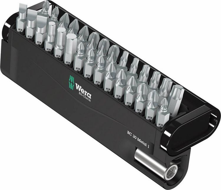 Produktbild: Wera Bit-Check 30 Metal 1 05057434001 Bit-Set 30teilig Schlitz, Kreuzschlitz Pozidriv, Kreuzschlitz Phillips, Innen-Sechskant, Innen T-Profil