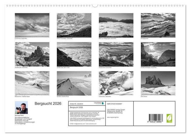 Produktbild: Bergsucht 2026 (hochwertiger Premium Wandkalender 2026 DIN A2 quer), Kunstdruck in Hochglanz