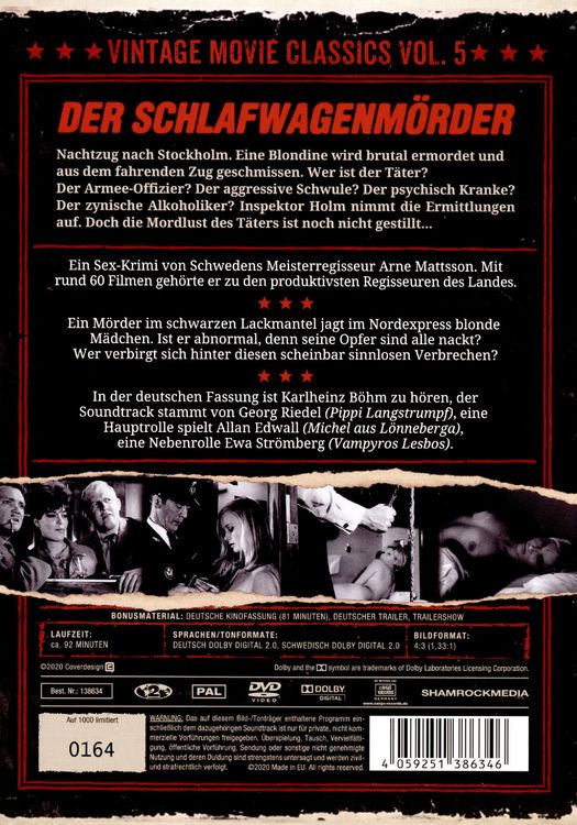 Produktbild: Der Schlafwagen-M&ouml;rder - Limitiert auf 1111 St&uuml;ck (nummeriert) - Vintage Movie Classics Vol. 05