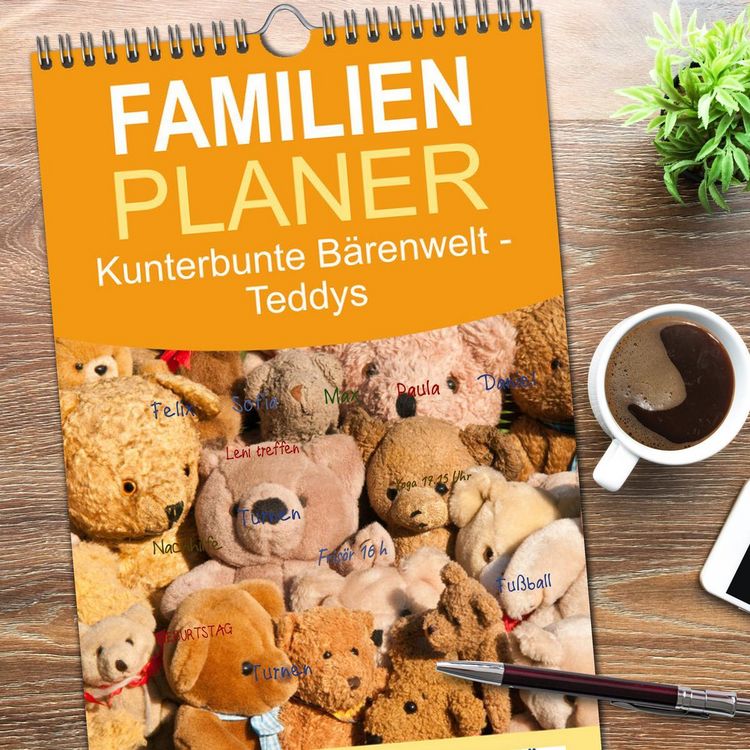 Produktbild: Familienplaner 2026 - Kunterbunte B&auml;renwelt - Teddys mit 5 Spalten (Wandkalender, 21 x 45 cm) CALVENDO