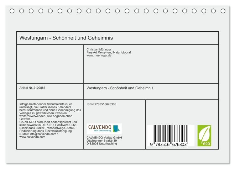 Produktbild: Westungarn - Sch&ouml;nheit und Geheimnis (Tischkalender 2026 DIN A5 quer), CALVENDO Monatskalender