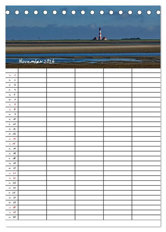 Produktbild: St. Peter Ording Familienplaner (Tischkalender 2026 DIN A5 hoch), CALVENDO Monatskalender
