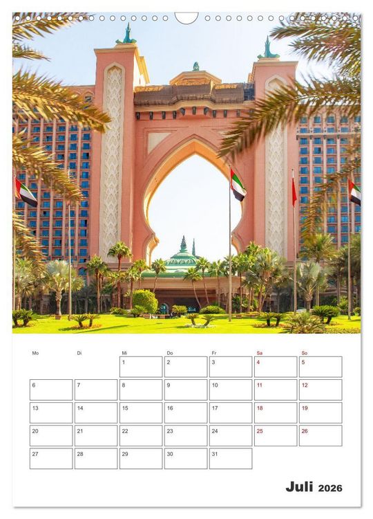 Produktbild: Dubai - Urlaubsplaner (Wandkalender 2026 DIN A3 hoch), CALVENDO Monatskalender