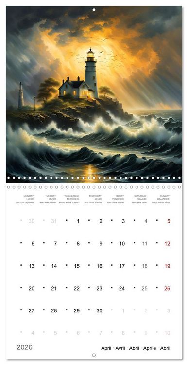 Produktbild: Phares romantiques (Calendrier mural carr&eacute; 2026 30x30 cm) Calendrier double avec une page pour vos prises de notes
