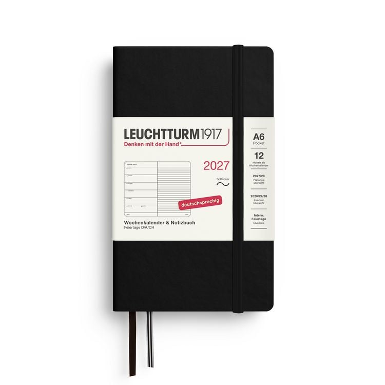 Produktbild: Wochenkalender & Notizbuch Pocket (A6) 2027, Softcover, Schwarz, Deutsch