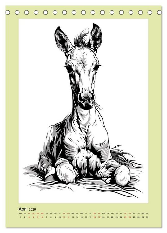 Produktbild: Sketchy Power Horses (Desk Calendar 2026 DIN A5 portrait), CALVENDO 12 Month DeskCalendar