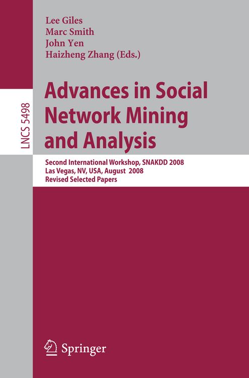 Produktbild: Advances in Social Network Mining and Analysis
