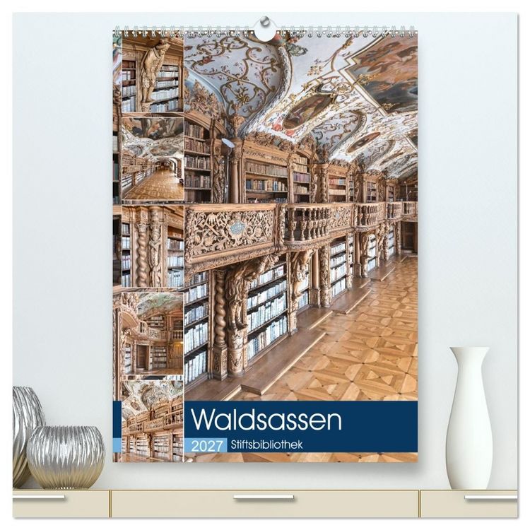Produktbild: Waldsassen Stiftsbibliothek (hochwertiger Premium Wandkalender 2027 DIN A2 hoch), Kunstdruck in Hochglanz