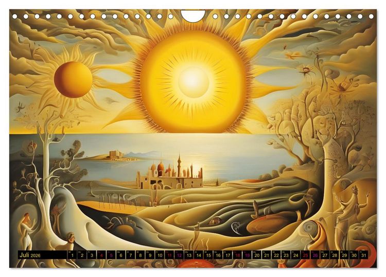 Produktbild: Erde, Sonne, Mond und Sterne Surrealistische Kunstwerke (Wandkalender 2026 DIN A4 quer), CALVENDO Monatskalender