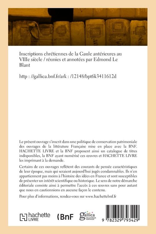 Produktbild: Inscriptions chr&eacute;tiennes de la Gaule ant&eacute;rieures au VIIIe si&egrave;cle