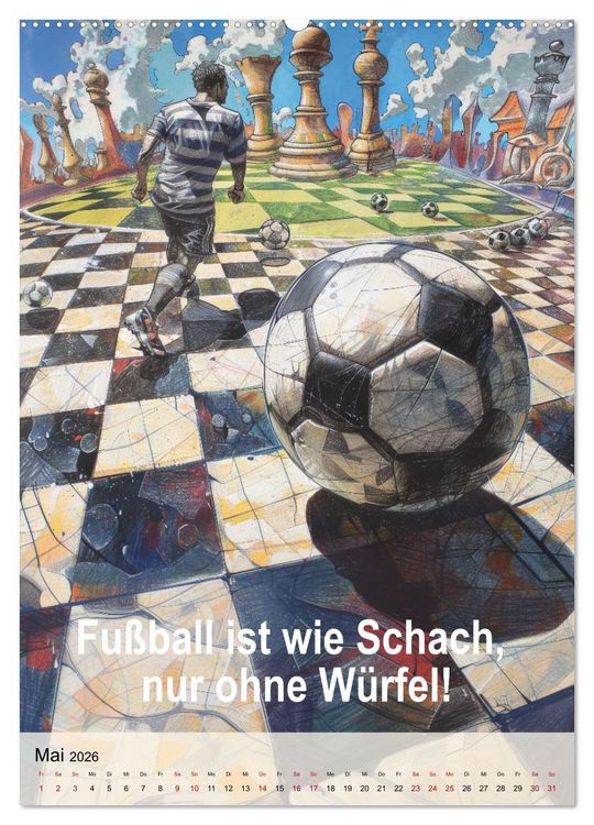 Produktbild: Fu&szlig;ballspr&uuml;che (hochwertiger Premium Wandkalender 2026 DIN A2 hoch), Kunstdruck in Hochglanz