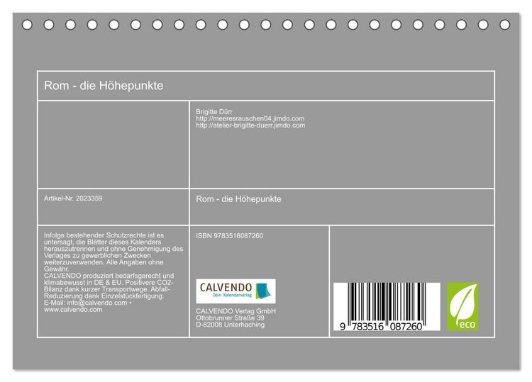 Produktbild: Rom - die H&ouml;hepunkte (Tischkalender 2026 DIN A5 quer), CALVENDO Monatskalender