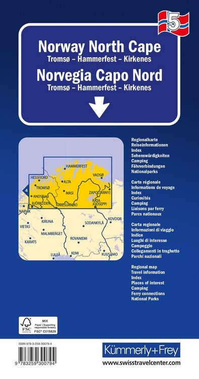 Produktbild: K&uuml;mmerly+Frey Regional-Strassenkarte 5 Norwegen Nordkap 1:450.000