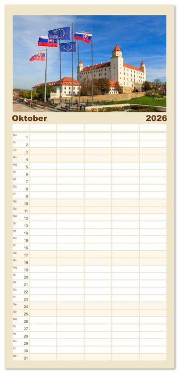 Produktbild: Familienplaner 2026 - Zauberhaftes Bratislava - Entz&uuml;ckende Hauptstadt der Slowakai an der Donau mit 5 Spalten (Wandkalender, 21 x 45 cm) CALVENDO